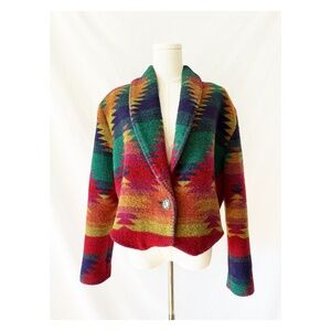 Vintage Rhonda Stark Southwestern Cropped Wool Jacket Large